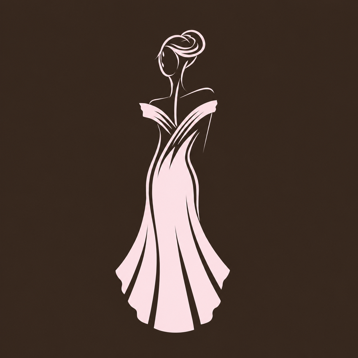 Illustration of a woman in a flowing rose maxi dress